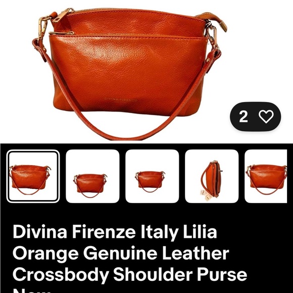 Divina Firenze Handbags - Divina Firenze Orange Leather Crossbody Bag